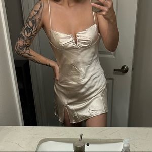 Champagne Satin Mini Dress